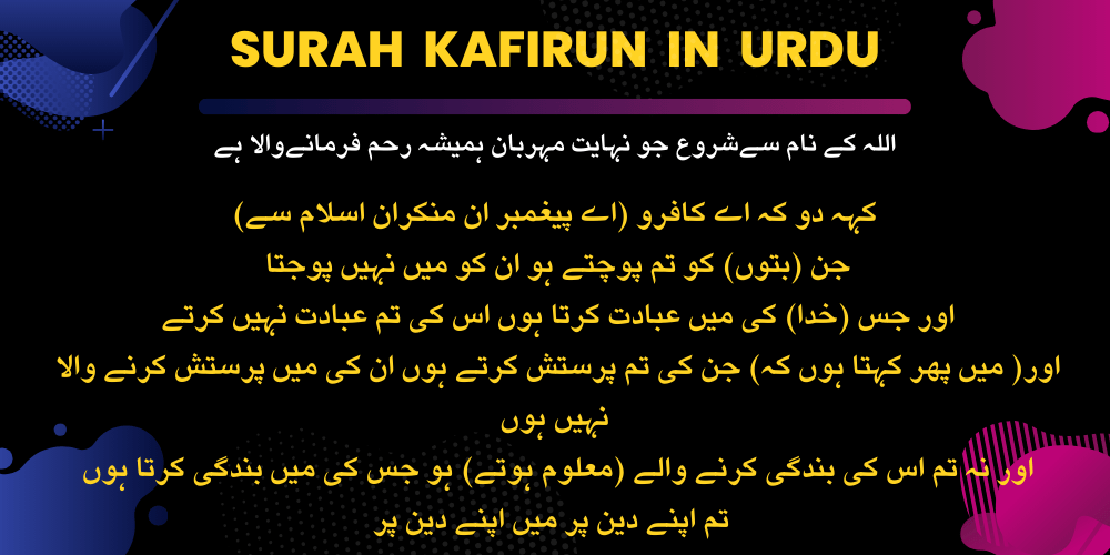 Surah Kafirun in Urdu